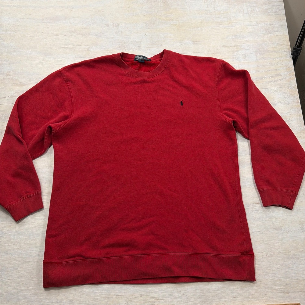 VTG Polo Ralph Lauren Sweatshirt Crewneck XLT Tall Pony Logo Red Mens